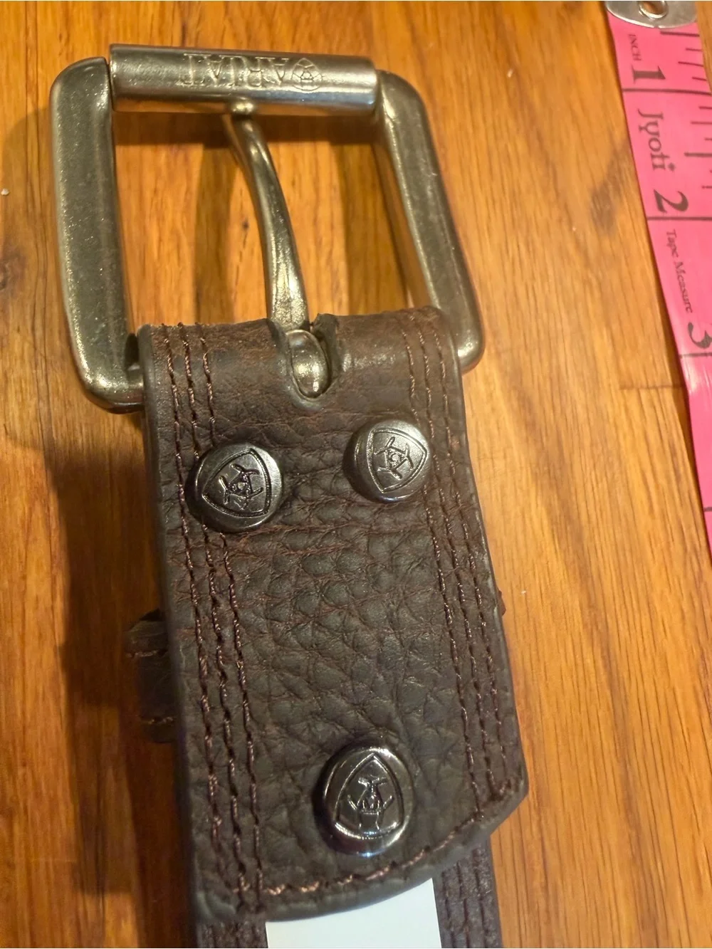Ariat Brown Leather Belt with changeable Silver Buckle (023)